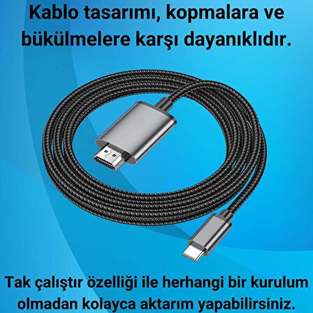 Polham 2 Metre 60Hz 4K Type C to HDMI Görüntü Aktarım Kablosu, Type to HDMİ Çevirici Adaptör