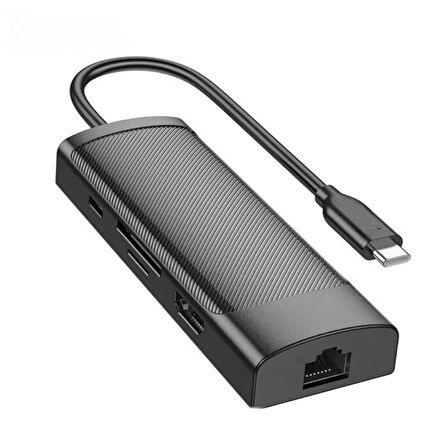 Polham 100W 7in1 Type-C Çoğaltıcı Adaptör HUB, 1x 4K HDMİ/2x PD Type C,/1x RJ45 Port,/2x USB/1x SD/TF Çoğaltıcı Adaptör