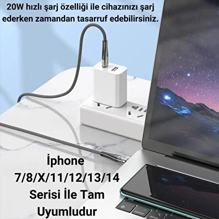 Baseus 1.2 MT 27W PD Type C to iPhone Lightning Şarj Data Kablosu,Ultra Hızlı Dayanıklı Örgü Kablo
