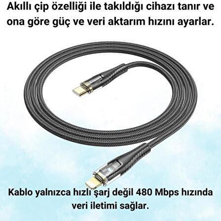 Baseus 1.2 MT 27W PD Type C to iPhone Lightning Şarj Data Kablosu,Ultra Hızlı Dayanıklı Örgü Kablo