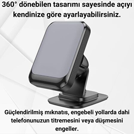 Polham SafeCar Manyetik Mıknatıslı Torpido Üstü Araç İçi Telefon Tutucu,Titremez,Düşmez Telefon Tutucu