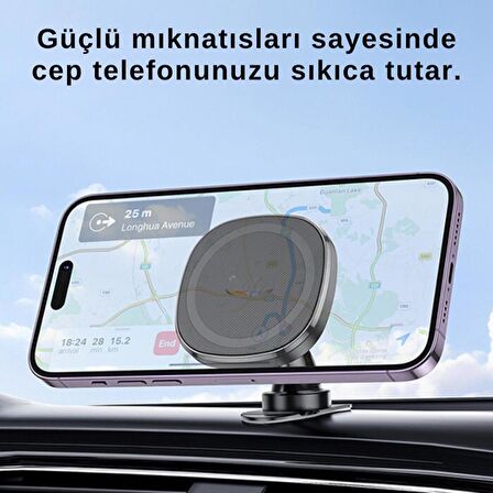 Polham Torpido Üstü Magsafe Manyetik Araç İçi Telefon Tutucu, Süper Güçlü Mıknatıslı Telefon Tutucu