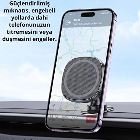Polham Torpido Üstü Magsafe Manyetik Araç İçi Telefon Tutucu, Süper Güçlü Mıknatıslı Telefon Tutucu