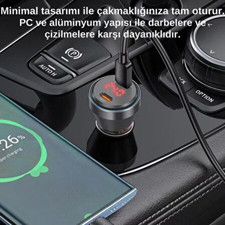Polham HC 60W 2x Type-C Girişli Araç Çakmaklık Hızlı Şarj Aleti, Akım, Voltaj ve Isı Korumalı Araç Şarjı