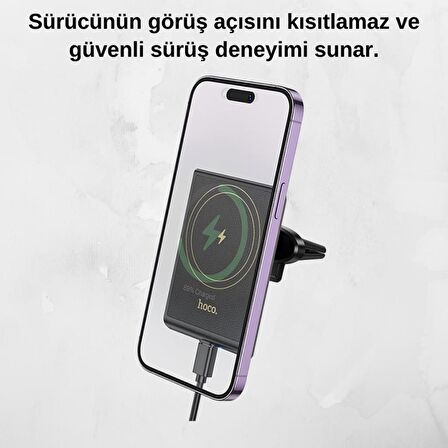 Polham 15W Kablosuz Şarjlı Magsafeli Araç İçi Telefon Tutucu, Airvent Ultra Stabil Telefon Tutucu