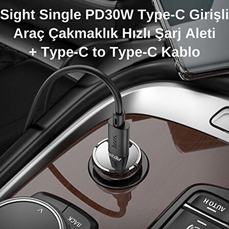 Polham HC 30W 1xType-C Girişli ve 1mt Type-C toType C Kablolu Araç Çakmaklık Hızlı Şarj Aleti