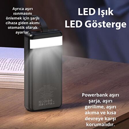 Polham HC 22.5W 30.000mAh Powerbank, LED Işıklı, Süper Hızlı, Dijital Göstergeli Powerbank, Yüksek Kapasiteli