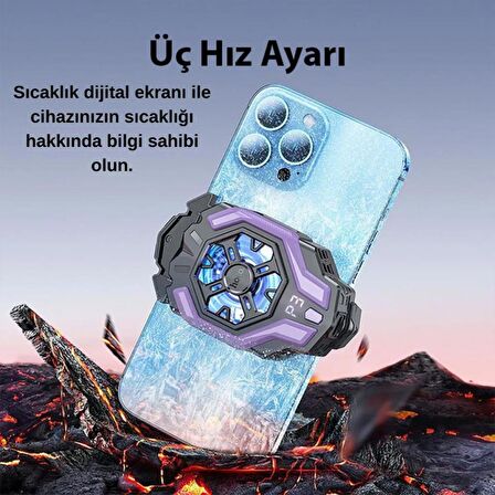 Polham Universal Işıklı Radyatörlü SüperCool Oyuncular için Telefon Soğutma Fanı, Kompakt Soğutucu