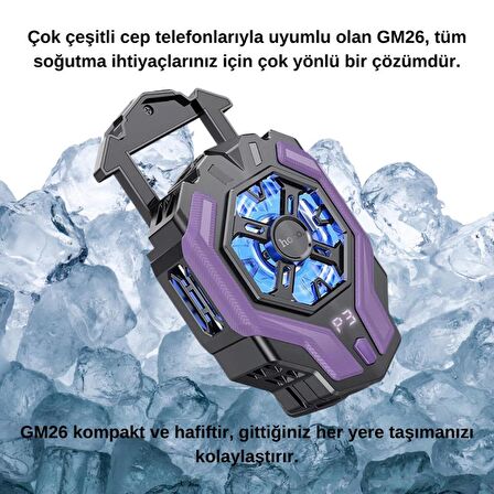Polham Universal Işıklı Radyatörlü SüperCool Oyuncular için Telefon Soğutma Fanı, Kompakt Soğutucu