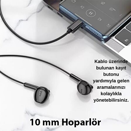 Polham HC Type C Kablolu Mikrofonlu Kulaklık, HİFİ Ses, HD Mikrofonlu Type C Kulaklık 