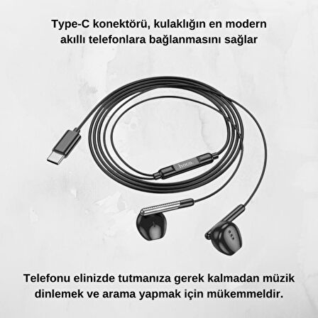 Polham HC Type C Kablolu Mikrofonlu Kulaklık, HİFİ Ses, HD Mikrofonlu Type C Kulaklık 
