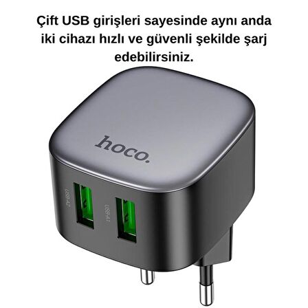 Baseus 18W 2 USB Girişli Şarj Adaptörü, Akım Korumalı, Isınmaz, Telefon, Tablet Şarj Adaptörü