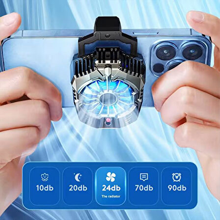 Polham Fırtına Tipi Nano İletken Telefon Soğutma Fanı, Oyuncular İçin Mavi Işıklı Radyatörlü Soğutucu