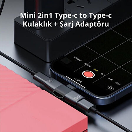 Polham Type C to 2x Type C Girişli Şarj ve Kulaklık Çoğaltıcı Adaptörü, 30W Şarj Destekli Çoğaltıcı