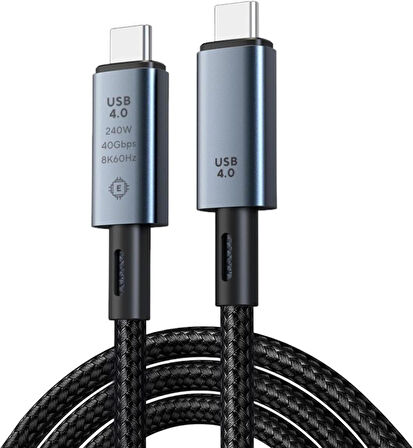 Polham 1MT 240W 4.0 Thunderbolt Type-C to Type-C Şarj, Data ve 8K 60Hz Görüntü Aktarım Kablosu