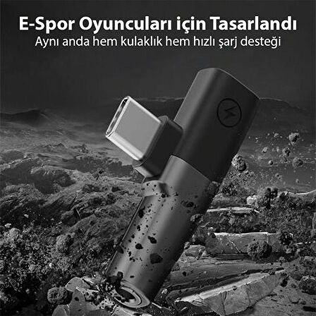 Polham Type C to 1X Type C ve 1x 3.5mm Aux Girişli Şarj ve Kulaklık Çoğaltıcı Adaptörü, 30W Şarj Destekli Çoğaltıcı