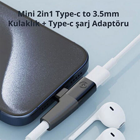 Polham Type C to 1X Type C ve 1x 3.5mm Aux Girişli Şarj ve Kulaklık Çoğaltıcı Adaptörü, 30W Şarj Destekli Çoğaltıcı