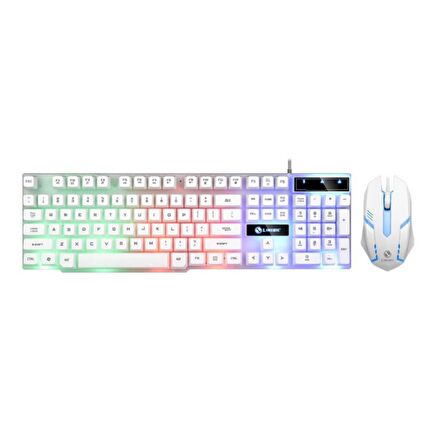 Polham Mekanikal Ultra Sessiz RGB Işıklı Kablolu Mouse Klavyesi Seti, Su Geçirmez, Hızlı Bağlantılı