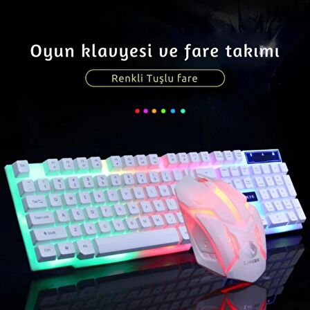 Polham Mekanikal Ultra Sessiz RGB Işıklı Kablolu Mouse Klavyesi Seti, Su Geçirmez, Hızlı Bağlantılı