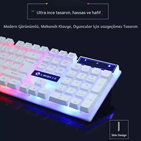 Polham Mekanikal Ultra Sessiz RGB Işıklı Kablolu Mouse Klavyesi Seti, Su Geçirmez, Hızlı Bağlantılı