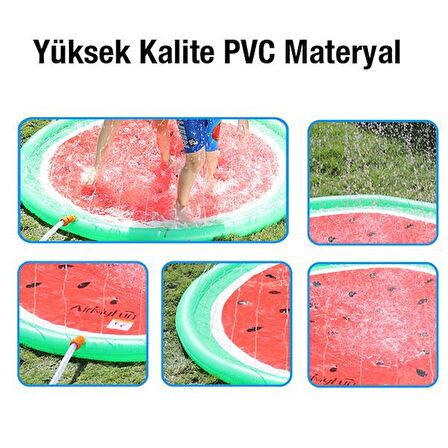 Polham Ultra Geniş 170x170 Fışkiyeli Çocuk Havuzu Oyun Havuzu Çocuk Su Park Havuzu Su Matı