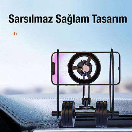 Polham Süper Manyetik Pro Magsafeli Manyetik Araç İçi Telefon Tutucu, Nano Yapışkanlı Torpido Üstü Telefon Tutucu