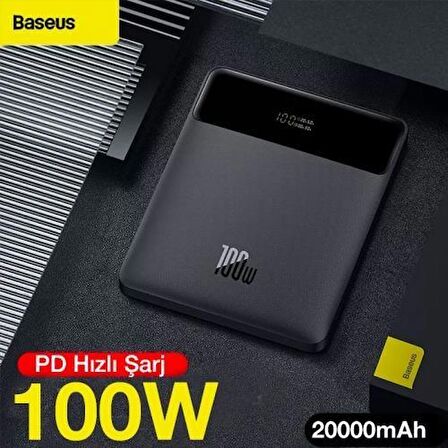 Baseus Super 100 W 20000 mAh Hızlı Şarj Powerbank Siyah 