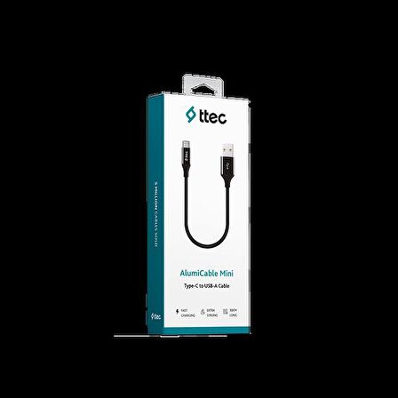 Ttec 30Cm Süper Hızlı Type C Şarj ve Data Kablosu, Örgü Kopmaz Halat Type C Kablo, Powerbank Şarj Kablosu