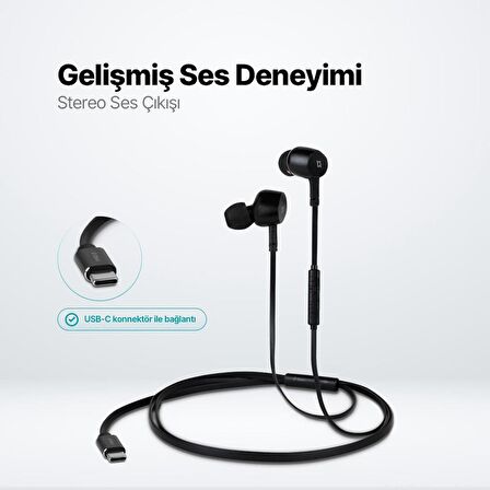 Ttec Hd Mikrofonlu Ergonomik Kulakiçi Kablolu Type-c Kulaklık, Kumanda Kontrollü Stereo Sesli Kulaklık