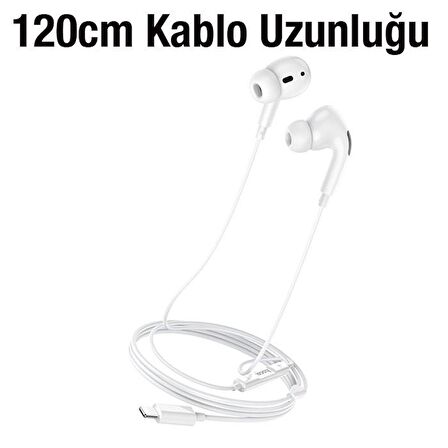 Polham HC Series iPhone 12 Pro Max ile Uyumlu Lightning Kulakiçi Kablolu Kulaklık, 120Cm Kablolu, Ultra Hafif Silikon Uçlu Kulaklık