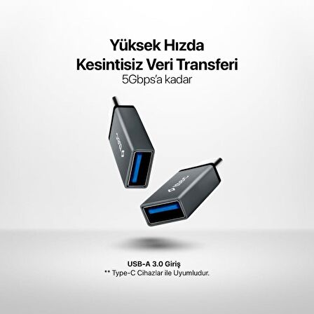 Ttec Usb 3.0 To Type C Dönüştürücü Typce Girişi Usb Dönüştürücü, Hızlı Veri Transferi OTG Çevirici