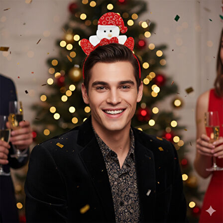 Peluş Kardan Adam Figürlü Yılbaşı Tacı – Parti ve Yeni Yıl Aksesuarı