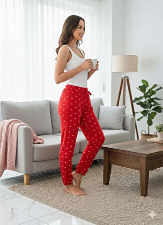 KADIN KIRMIZI POLAR PİJAMA ALTI