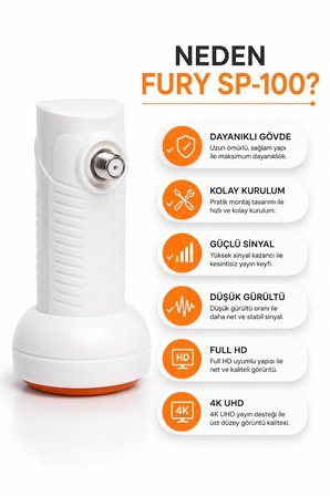 FURY SP-100 Tekli Universal LNB Full HD 4K UHD Çanak Anten Uydu Alıcı Başlığı