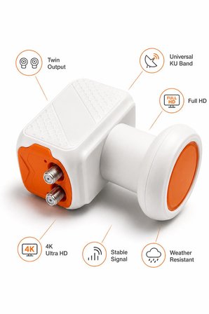 FURY SP-201 İkili Universal LNB Full HD 4K UHD Çanak Anten Uydu Alıcı Başlığı