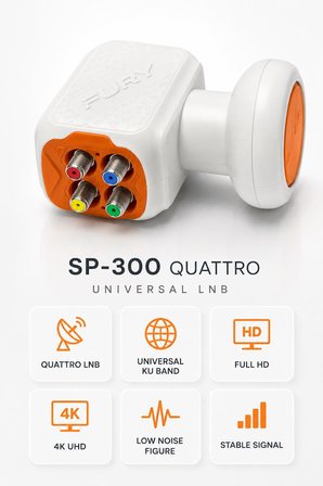 FURY SP-300 Quattro Santral LNB Full HD 4K Universal Ku Band Uydu LNB