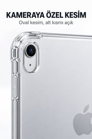 Apple iPad Air 13 İnç M2 M3 M4 2024 2025 2026 Uyumlu Şeffaf Antişok Tablet Kılıfı – Darbe Emici Köşe Korumalı Esnek Silikon Kılıf