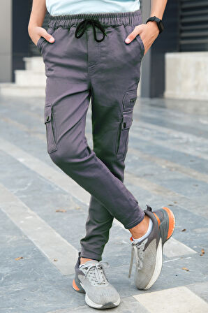 Erkek Çocuk Likralı Çift Cepli Kargo Pantolon