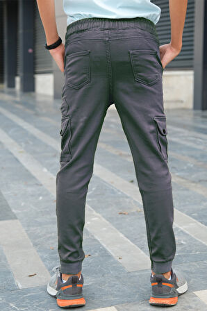 Erkek Çocuk Likralı Çift Cepli Kargo Pantolon