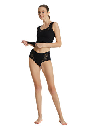 Kadın Slip Külot Dantelli Private 1316 - Siyah