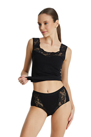 Kadın Slip Külot Dantelli Private 1316 - Siyah