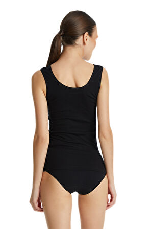 Kadın Atlet Dantelli Private 1957 - Siyah