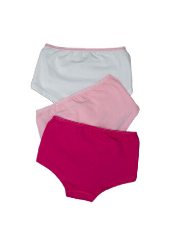 Kız Çocuk Külot 3'lü Paket 1294 - Fuşya Pembe Beyaz