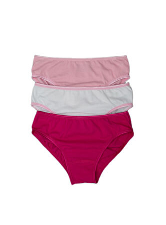 Kız Çocuk Külot 3'lü Paket 1294 - Fuşya Pembe Beyaz