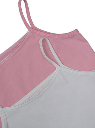 Kız Çocuk Atlet 2'li Paket 1296 - Pembe Beyaz