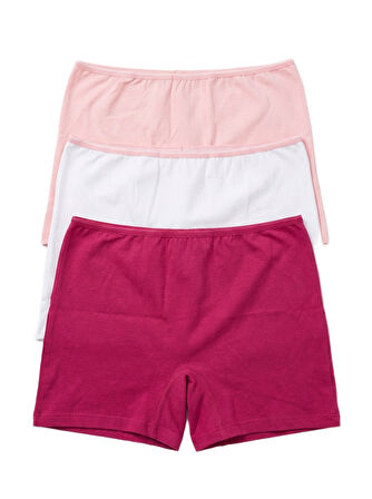 Kız Çocuk Boxer 3'lü Paket 1298 - Fuşya Pembe Beyaz