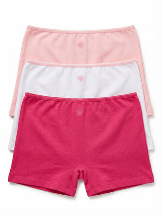 Kız Çocuk Boxer 3'lü Paket 1298 - Fuşya Pembe Beyaz
