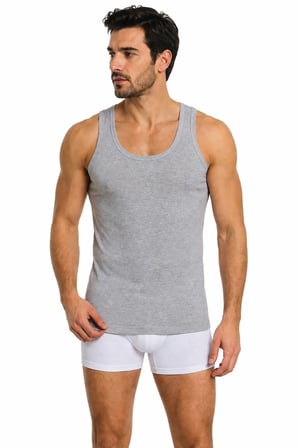 Erkek Penye Klasik Atlet 2’li Paket (Seher Yetkili Satıcısı)-Siyah(%100 Pamuk) Gri(%40 Pamuk %60 Polyester)