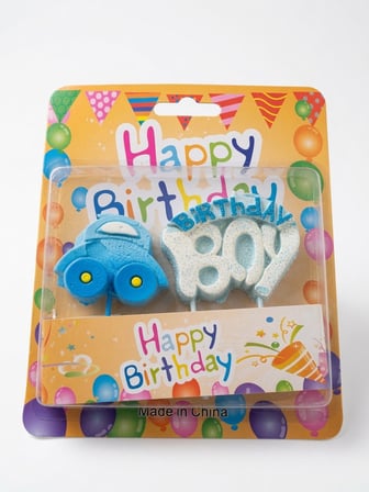 Mum Mavi Birthday Boy Arabalı Doğum Günü Pasta Mumu Çocuk Parti ve Kutlama Süsü