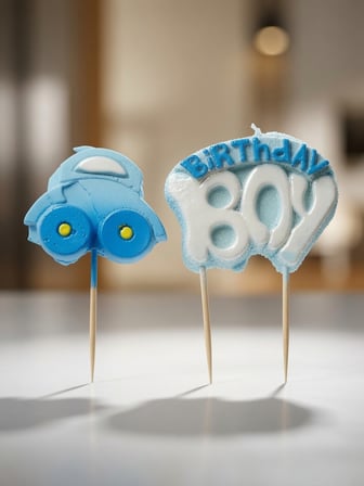 Mum Mavi Birthday Boy Arabalı Doğum Günü Pasta Mumu Çocuk Parti ve Kutlama Süsü